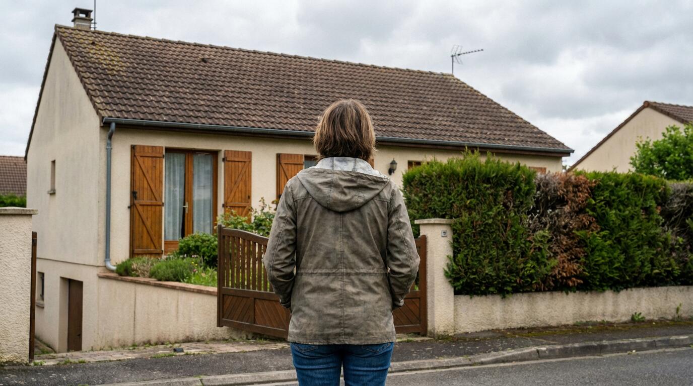 Propriétaire observant sa maison avant estimation immobilière
